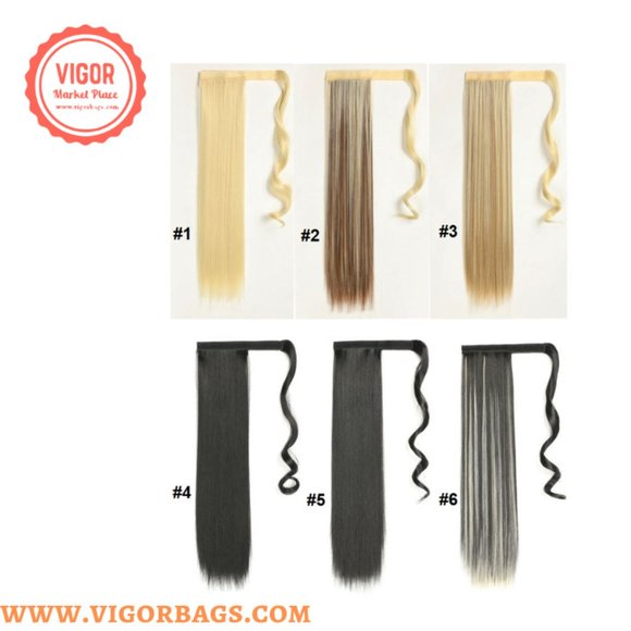 Long Straight Ponytail Hair Synthetic Extensions & Long Curly Wavy Hair 16 Clip main image 7